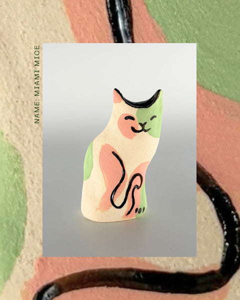 Rescue Cat Vase (Small): Miami Mice