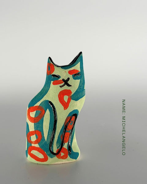 Rescue Cat Vase (Small): Michelangelo