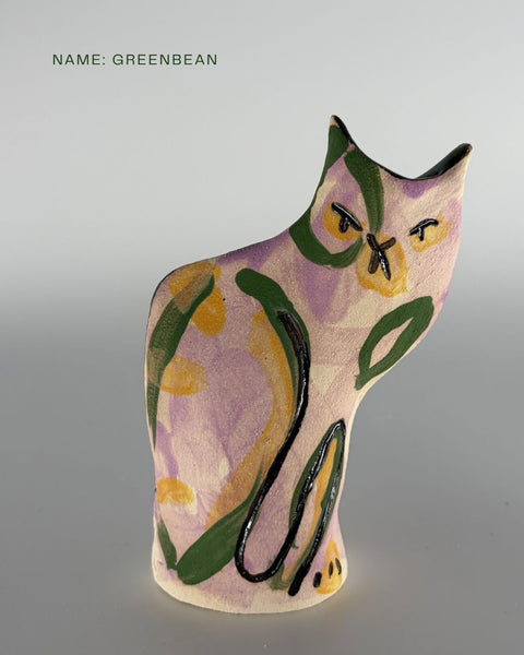Rescue Cat Vase (Medium): Greenbean