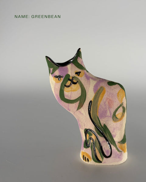 Rescue Cat Vase (Medium): Greenbean