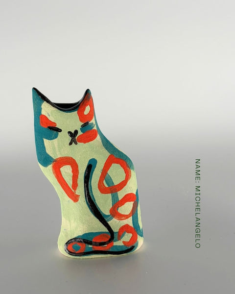 Rescue Cat Vase (Small): Michelangelo