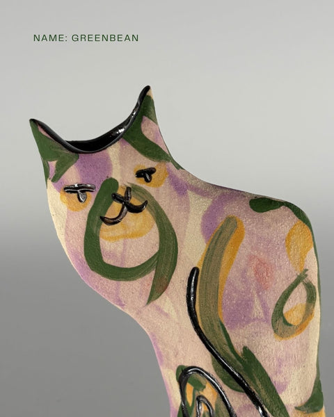 Rescue Cat Vase (Medium): Greenbean