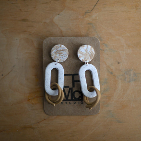 Loop Earrings | Camel Marble + White