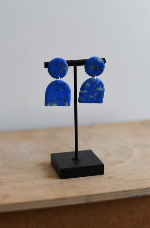 Arc Earrings | Cobalt Marble