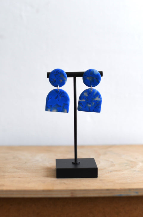 Arc Earrings | Cobalt Marble