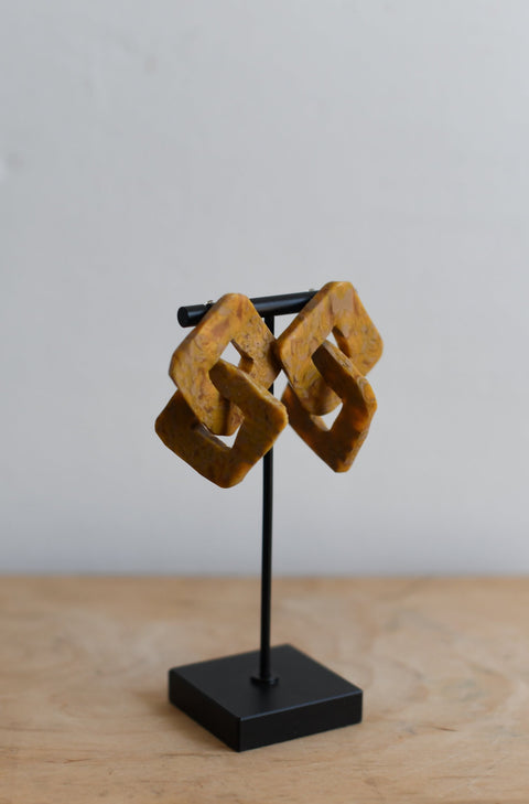 Link Earrings | Mustard Marble