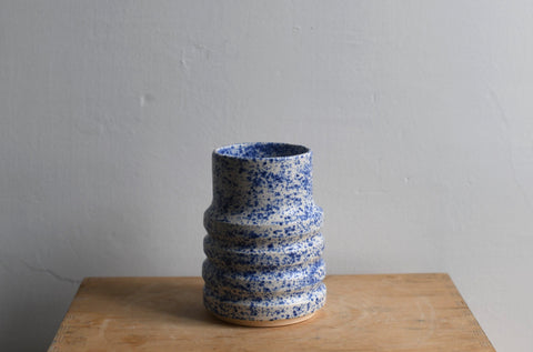 Small Piston Vase 008 | Blue Splatterware